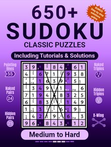 Cover of 650+ Sudoku Classic Puzzles, Medium to Hard